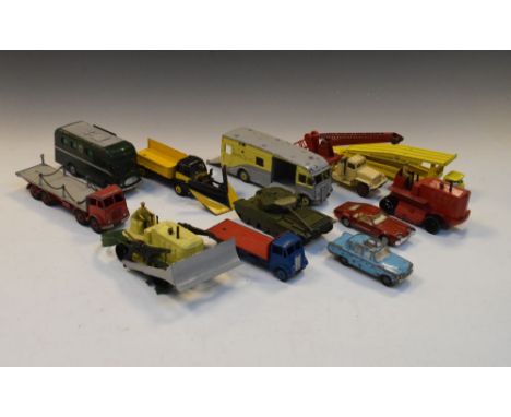 Quantity of vintage Dinky Supertoys die-cast model vehicles to include; Heavy Tractor, Horse Box, 967 TV Mobile Control Room,