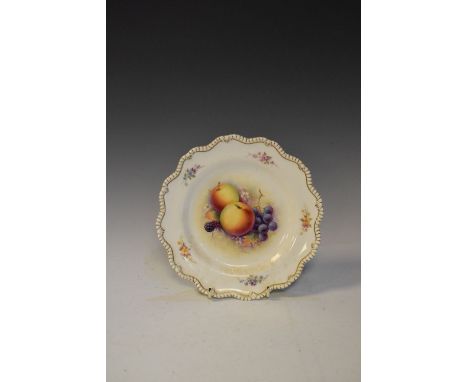 Royal Worcester porcelain hand painted fruit study plate, signed P. Platt, 22cm diameter