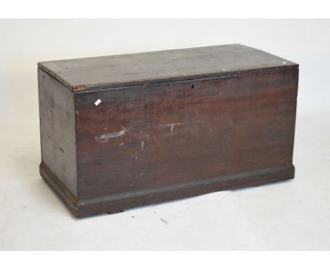 19th Century stained pine bedding chest or trunk, 91cm wide  