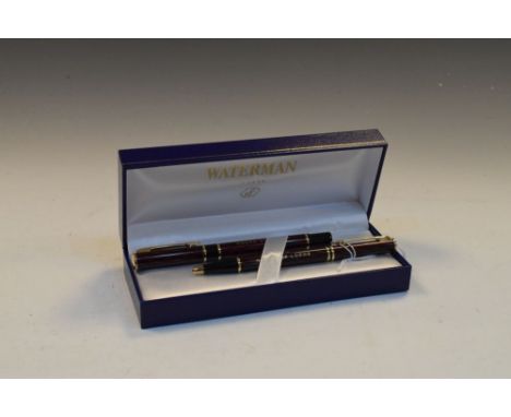 Boxed Waterman 'House of Lords' fountain pen and roller ball, with portcullis emblem, in original box  
