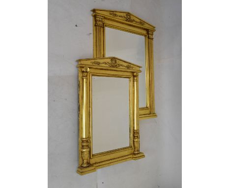 Two similar Architectural style rectangular gilt framed mirrors, 95cm high x 72cm wide, and 84cm high x 62cm wide  