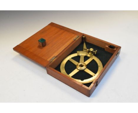 Negretti &amp; Zambra - Late 19th/early 20th Century surveyor's brass protractor, 16cm diameter, with mahogany box  