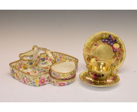 Hammersley &amp; Co bone china rectangular transfer printed and gilt decorated strawberry set, together with an Aynsley trans