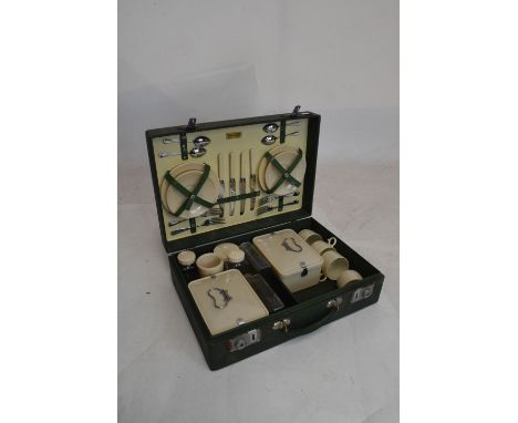 Brexton vintage picnic set in a green case  