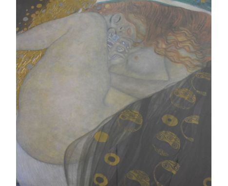 After Gustav Klimt poster print - Sleeping maiden, 67cm x 67cm, framed and glazed  