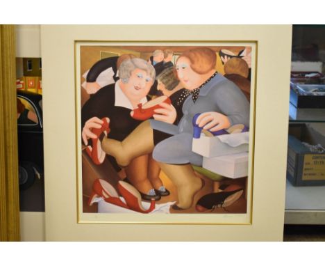 Beryl Cook - Signed limited edition coloured print - 'Shoe Shop', No.3/650, published by Alexander Gallery, signed in pencil 