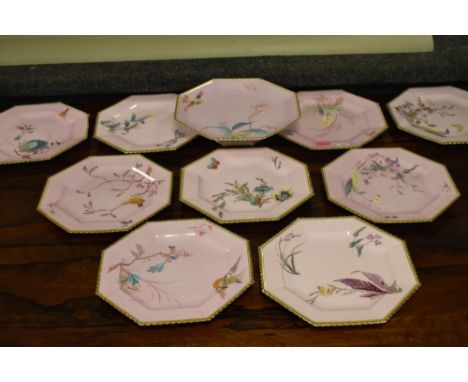 Late 19th/early 20th Century Copeland ten piece dessert service comprising: nine octagonal plates and one comport all having 