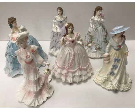 A collection of four Royal Worcester figurines sculpted by N Stevens including "The Masquerade Begins" limited edition 5399/1