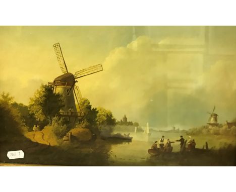 H.M. PAGE "Autumn at Upper Thames near Oxford" riverside study with fishermen in boat and thatched cottage in midground, oil 
