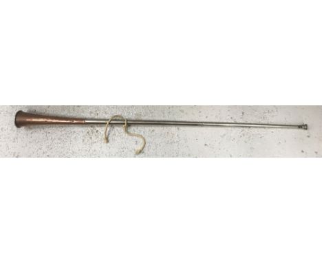 An Army and Navy copper and white metal mounted coaching horn inscribed "Army &amp; Navy C.S.L 105 Victoria St, London SW" 12