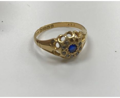 Two 18 carat gold mounted sapphire and diamond dress rings, one with three graduated sapphires, UK ring size T, the other wit