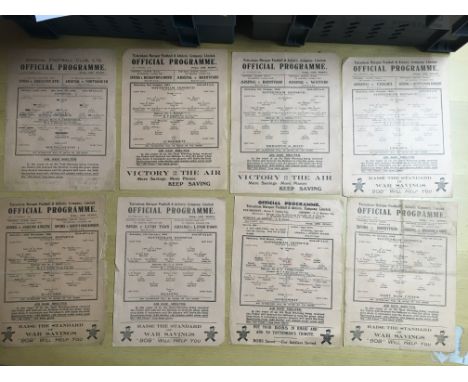 43/44 Tottenham Home Football Programmes: Single sheets versus Watford Aldershot Brighton Chelsea Southampton Reading Aldersh
