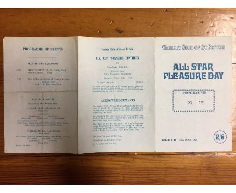 1969 George Best Amateur XI v Yorkshire TV All Stars Programme: Hard to obtain item on behalf of the Variety Club Of Great Br