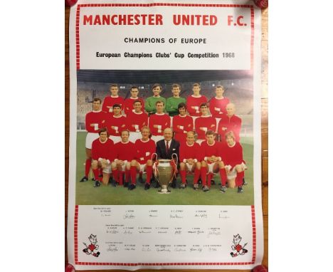 68/69 Manchester United Colour Football Poster: Measuring 84 x 59 cm in full colour with names underneath the team group. Cha