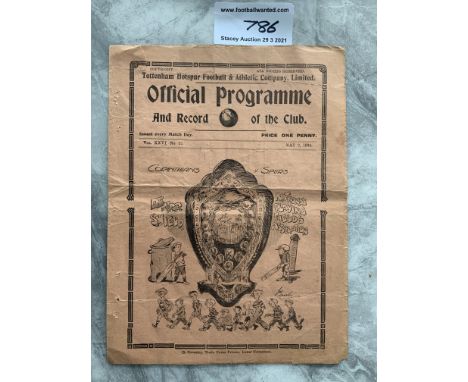 33/34 Tottenham v Corinthians Football Programme: End of season Sheriff of London Shield match. Tear and folding and possibly