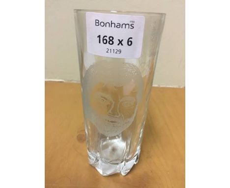 George Best Half Pint Glass: Engraved with image and signature of George Best. This item was sold by George Bests former wife