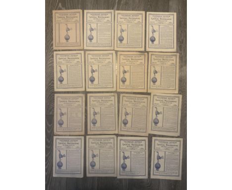 46/47 Tottenham Home Football Programmes: First team to include Birmingham Newcastle Man City Burnley Sheffield Wed Bury Plym