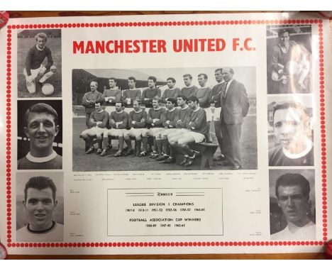 65/66 Manchester United Football Poster: Original 63 x 46 cm poster that show the League Champions the previous season. Team 