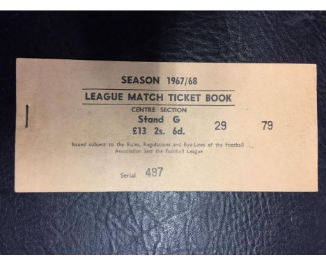 1967/68 Manchester United Season Ticket Book: Brown cover booklet from the season Man Utd won the European Cup.