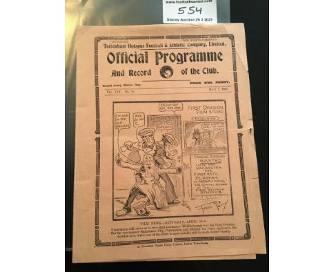 26/27 Tottenham v Arsenal Football Programme: First division League match in good condition with no team changes. Couple of t