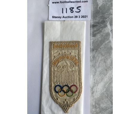 1936 German Olympics Bookmark: Nice cloth embroidered original bookmark with Deutschland Olympia 1936 above an eagle and the 