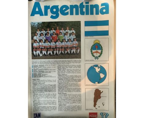 1978 Original World Cup Football Posters: Large poster for each of the participating 16 teams. Written in Spanish with each o