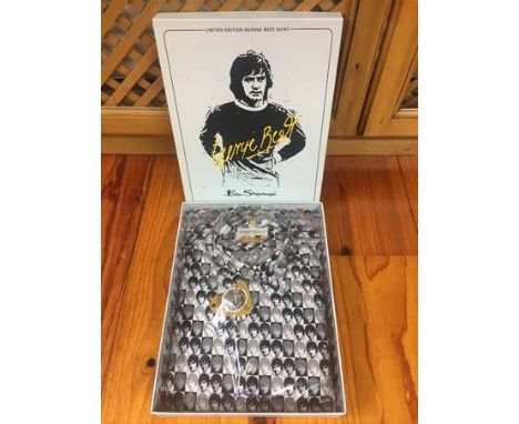 Ben Sherman George Best Limited Edition Boxed Shirt: Black and grey portrait. Unused in original box with tags.