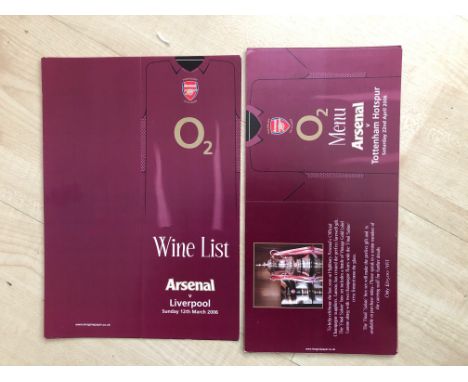 Arsenal Football Menus + Wine Lists: From the last season at Highbury there are 7 menus with match details to front. There ar