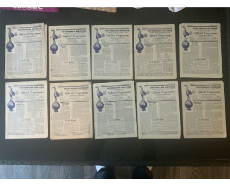 51/52 Tottenham Home Football Programmes: First team with full list highlighted with online picture. Two League games missing