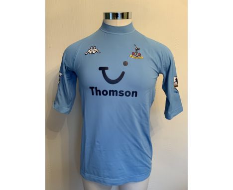 Thatcher Rare 2002/2003 Match Issued Tottenham Football Shirt: Short sleeve light blue Kappa shirt number 18. Issued for the 