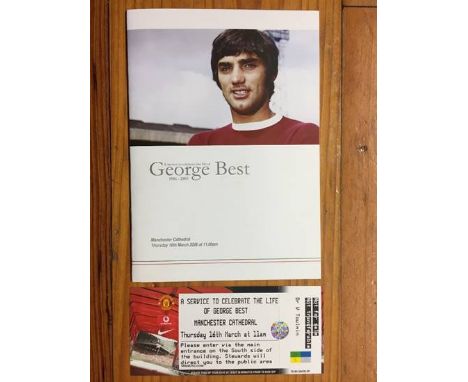 George Best Memorial Service: Manchester Cathedral Memorial Service for George Best. Programme and ticket dated 16 3 2006. (2