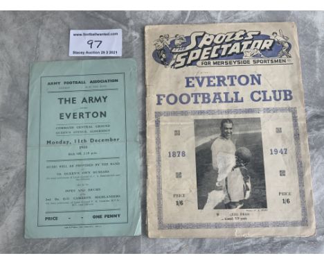 1933 The Army v Everton Football Programme: Played at Aldershot this is pretty much the FA Cup winning team. 4 pager is good 