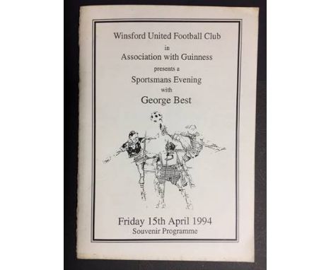 George Best Winsford United Football Club Signed Menu: Sporting Evening with George Best who has signed the menu neatly insid