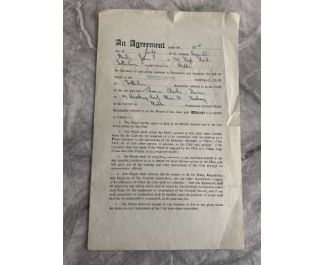 Tommy Harmer 51/52 Tottenham Football Contract: The season Tommy made his debut. Paying £12 per week during the season and £9