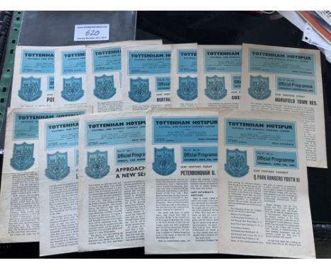 Tottenham 1960s Home Football Programmes: 25 reserves, 1964 Public Trial, 27 x 64/65 and a few more. Good. (56)