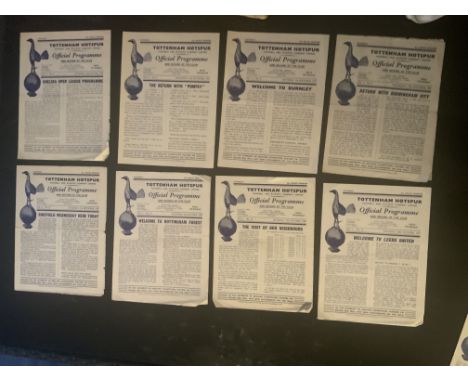 57/58 Tottenham Home Football Programmes: All first team except Blackpool with full list highlighted with online picture.  Ov