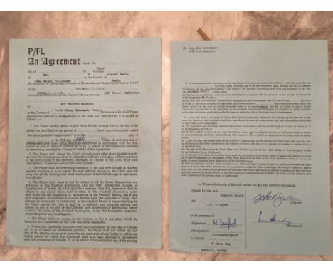 John McGovern Nottingham Forest Football Contract: Blue two page contract signed by McGovern. £190 a week contract in the mos