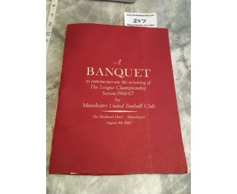 1966/67 Manchester United League Championship Winning Menu: Small rosette still attached inside with pull out menu having pic