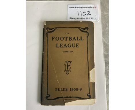 1908/1909 Football League Rules Book: 64 page booklet lists all fixtures for 08/09 and results from previous season. It has r