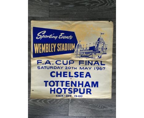 1967 FA Cup Final Original Football Poster: Tottenham v Chelsea the first all London Cup Final. Measuring 24 x 25 inches in g