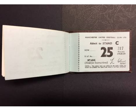 1968/69 Manchester United Season Ticket Book. Good condition with a few counterfoils left inside.