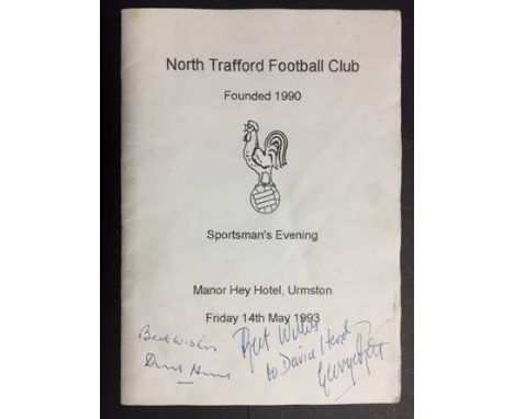 George Best Signed Football Menu: North Trafford FC Sportsmans Evening Menu. Personally signed by George Best. Item was the p