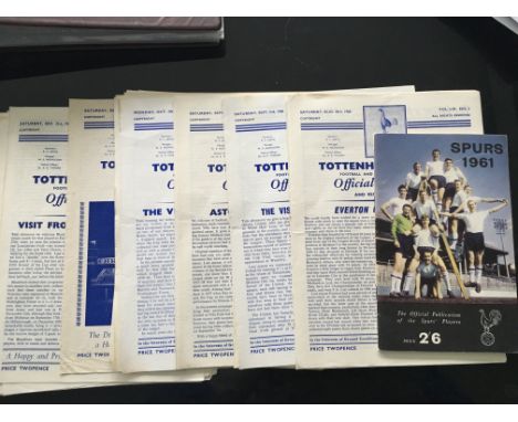 60/61 Tottenham Complete Home Double Winning Programmes: Excellent condition with no writing from their most famous season. 2