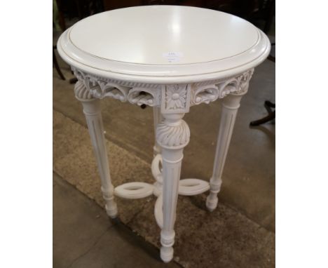A French style painted circular lamp table 
