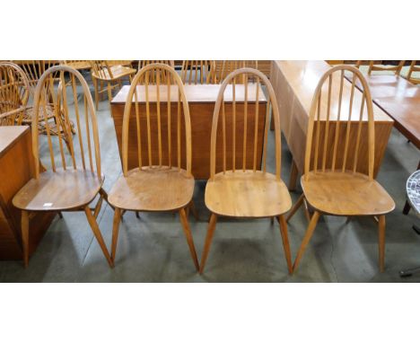 A set of four Ercol blonde elm and beech Quaker chairs 