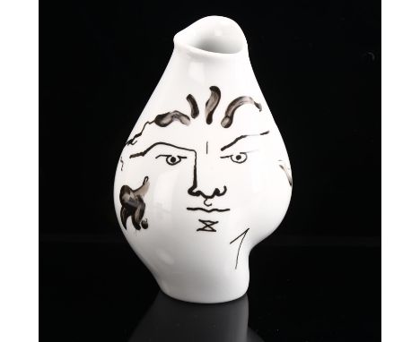 JEAN COCTEAU for Classic Rose, Rosenthal, a Tetes (heads) porcelain vase with printed design on freeform body, designed by Fr