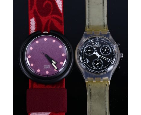 A Pop Swatch and a Swatch chronograph watch (2) Good condition, in original cases, good working order