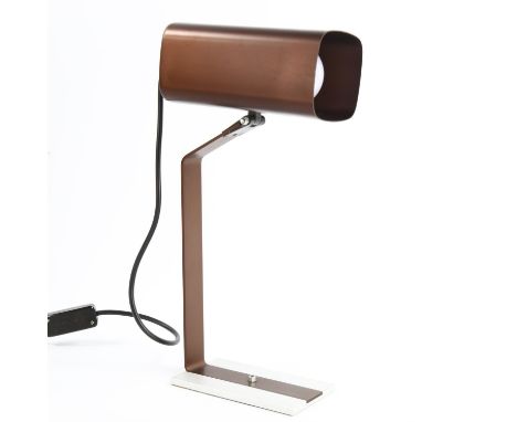 A 1960s Italian desk lamp in anodised aluminium, marked Made In Italy to base, height 36cmGood condition