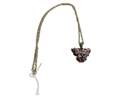 SILVER GEMSET BUTTERFLY PENDANT ON SILVER CHAIN 