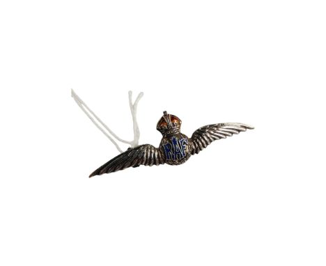 SILVER AND ENAMEL RAF BROOCH 